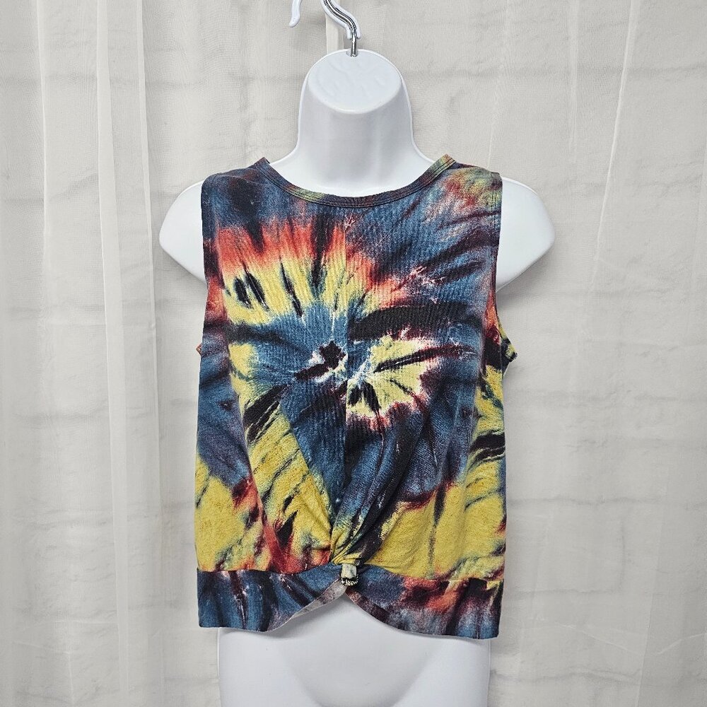 Cloud Chaser Blue Green Tie Dye Cinched Tank Top Hippie Sporty S